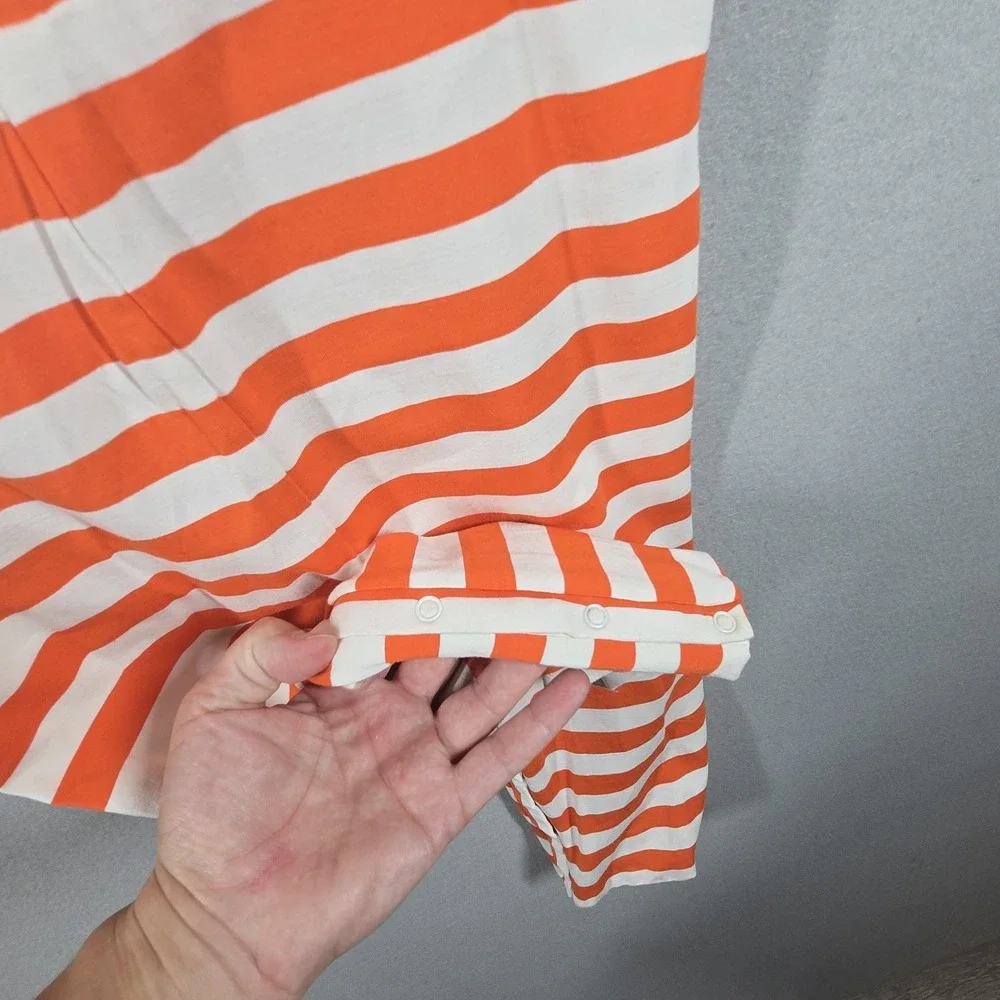 Babeeni Pumpkin Smocked Romper 3T Orange White Stripe Cotton Fall‎ Outfit